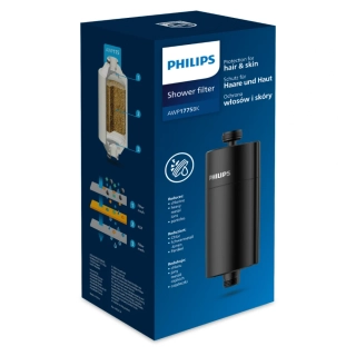 Philips sprchový filtr AWP1775BK, redukuje chlor, těžké kovy, pesticidy, černý